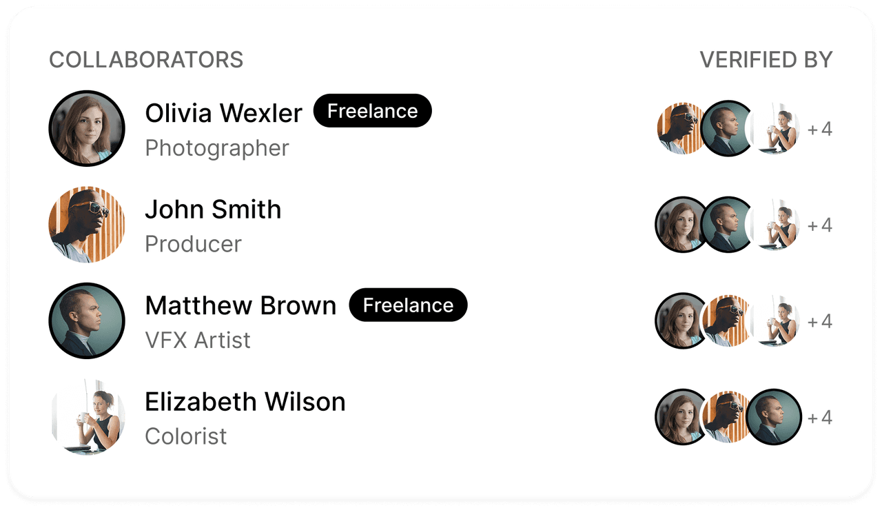 Collaboration interface showing team members and project roles