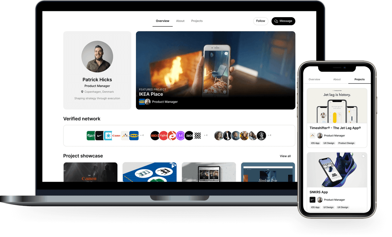 User profile page showing projects and reputation
